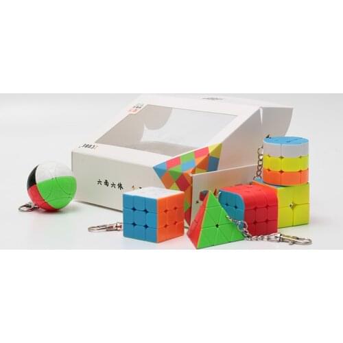 ZCuube Magic Cube Pack 6PCS/Set Gift Bundle 2x2x2 3x3x3 ball Cylinder Keychain Neo Cube Puzzle Educational toys for Children