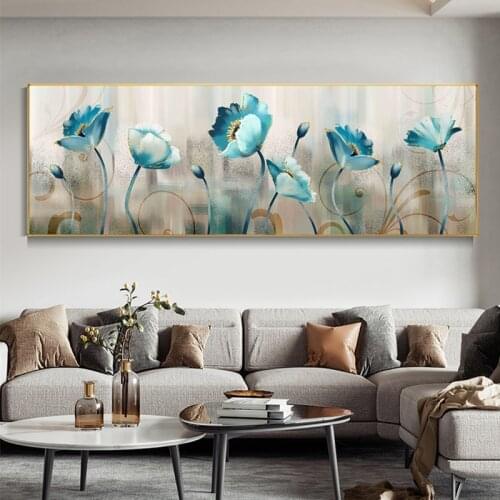 Blue Flowers Abstract Canvas Paintings Flowers Quadro Posters Prints Wall Art Pictures For Living Room Home Decor Cuadros