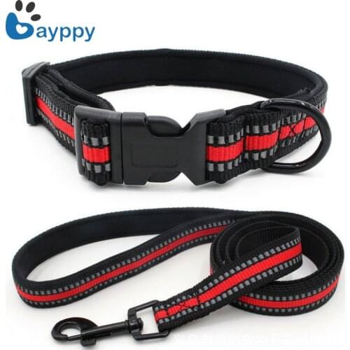 Dog Collar Harness Nylon Durable Leash Comfortable Diving Cloth Lined Pet Collar Reflective Webbing Buckle Collar Pet Supplies