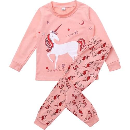 Spring Autumn New Girls Pajamas Set Long Sleeve Kids Sleepwear Cotton Cute Cartoon Home Clothes Children Pyjamas Sets 2-10 Years