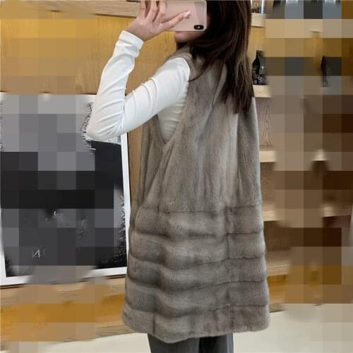 New Winter Womens Mink Fur Vest Coat Real Mink Fur Overcoats