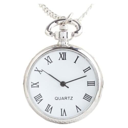 New Fashion Luxury Men Women Business Pointer + Roman Numerals White Quartz Pocket Watch Necklace Pendant With Chain Gifts Watch