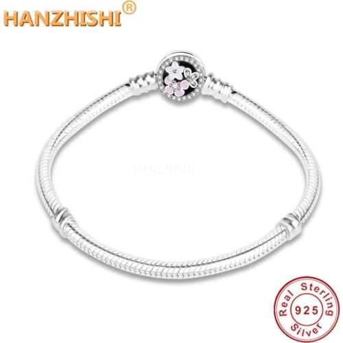 Wholesale Price Fashion 925 Sterling Silver Enamel Daisy Flower Clasp Snake Chain Bracelet For Women Jewelry berloque