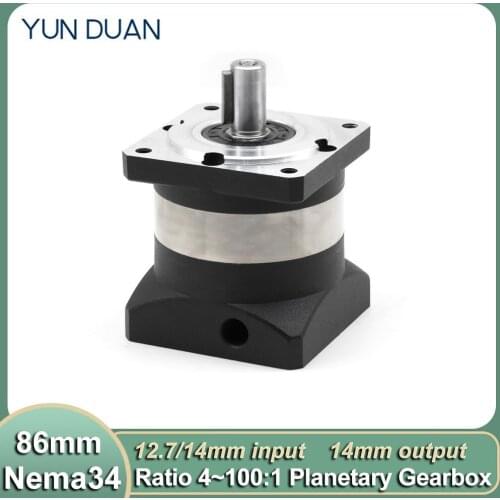 Ratio 4 5 7 10 16 20 25~50:1 Nema34 Planetary Gearbox 12.7mm 14mm Input Reducer 14mm Output for Nema34 86mm Stepper Motor