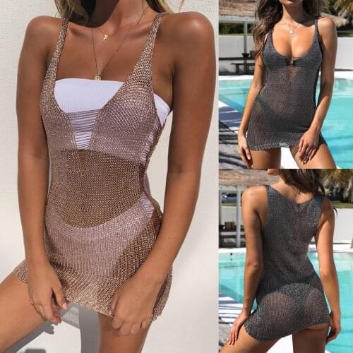 Beach Dress Women Swimwear Cover Up Bathing Suit Summer Dress Bikini Beach Cover Ups Sexy Hollow Swimsuit Smock Womens Clothing