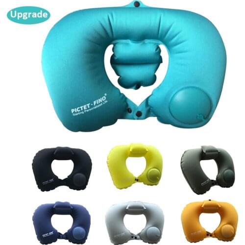 Neck Pillow Airplane Travel Kit Portable Pressing Type Automatic Inflatable Travel Pillow Neck Support Cushion Car U-Pillow