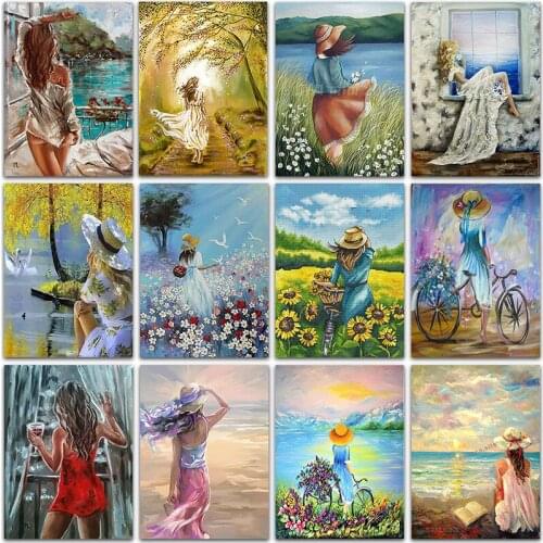 Full 5D Diy Diamond Painting Woman 3D Diamond Embroidery Sunflower Flower Cross Stitch Swan Bicycle Rhinestone Mosaic Home Decor