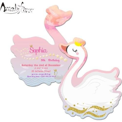 Swan Invitations Card Birthday Party Fox Birthday Party Decorating supplies Kids Event Birthday Invitations