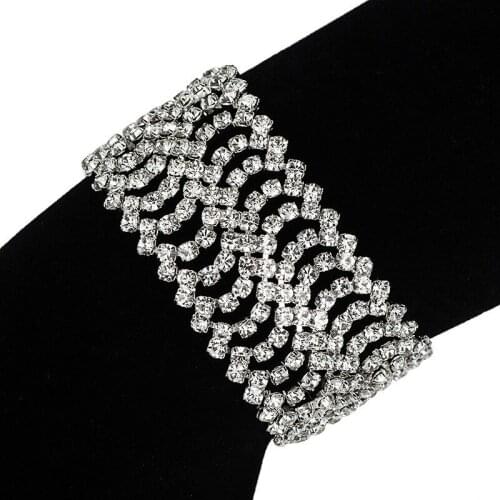 Luxury Crystal Bracelets for Women Silver Color Bracelets & Bangles Femme Bridal Wedding Jewelry 2017 Vintage Bracelet 1707271