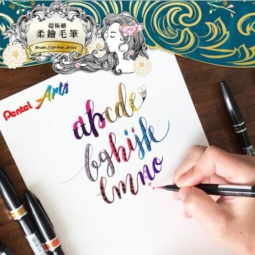 1pc Pentel Ultra Fine Brush Artist Caligraphy Sign Pens Soft Tip Assorted 12 Colors Available SESF30C Brush Lettering Pens