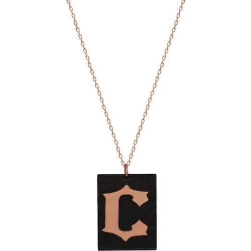 Silver, Black On Plate Letter Necklace-C, is the most beautiful gift for Loved Ones options
