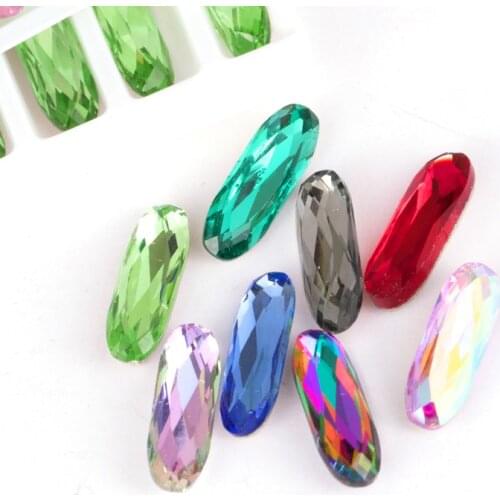 Rhinestone Sew In Crystal glass Long straight strip Stones for clothing Loose Rhinestones sew On Base Garment Stones for Jewelr