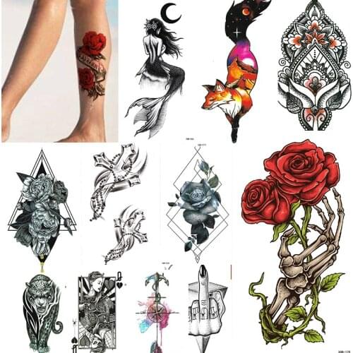Butterfly tattoo Phoenix Fox Waterproof Temporary Tattoos for Women Fake Tato Temporal Sexy Body Jewelry Wolf Tiger Skull Tatoo
