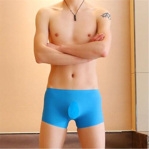 Men Boxers Seamless Ice Silk Underwear Sexy Male Bulge Pouch Mens Panties Underpants Soft cueca Boxers homme