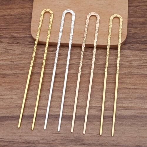 5pcs/lot 13.5*129mm Hairpin Blank Metal Hair Fork Handmade DIY Hairwear Hair Accessories For Women