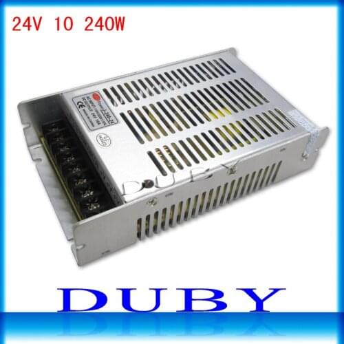 10Pcs/lot New Arrival 24V 10A 240W Switching power supply Driver For LED Light Strip Display AC100-240V Free Fedex