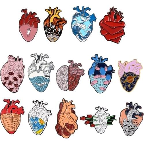 14 Styles Anatomical Heart Pin Kit Scientific Heart Enamel Lapel Pin for medical-Pinning Ceremony on Backpacks Hats Bags