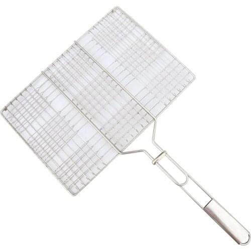 201 non-magnetic stainless steel nine burger clip multi-function grilled fish clip grill net hollow stainless steel handle