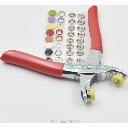 30 Sets Open ring Sew + Press Snap Fastener Pliers Rivet Fasteners stud button stud attaching tool Mix color 3/8" (9.5mm)