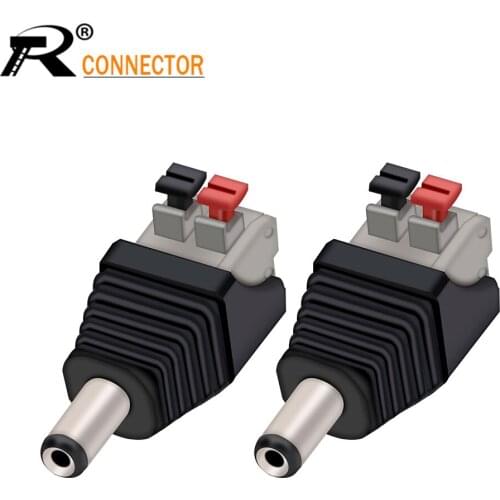 5.5X 2.1mm 12V DC Power Male Plug Female jack Connector Adapter 10pcs/lot Cable Pressed converter for LED Strips CCTV camera