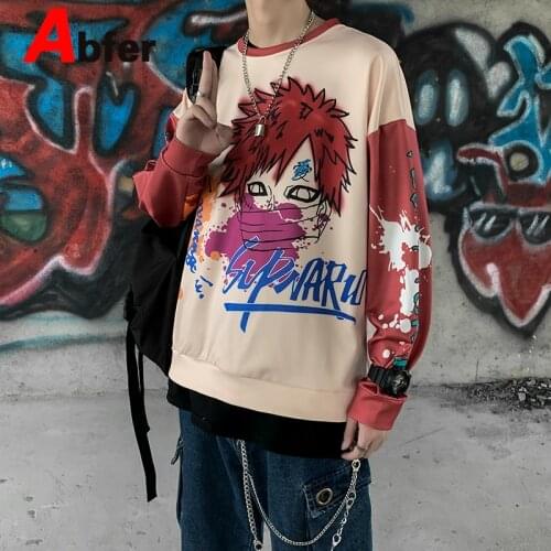 Abfer Japanese Hoodies Anime Uzumaki Crewneck Sweatshirt Women Men Gaara Costume Pullover Harajuku Streetwear Tops Manga Kpop