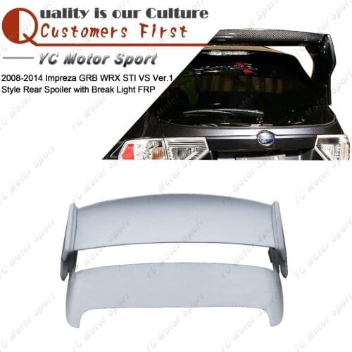 Car Accessories FRP Fiber Glass VS Ver.1 Style Rear Spoiler with Break Light Fit For 2008-2014 Impreza GRB WRX STI Trunk Wing