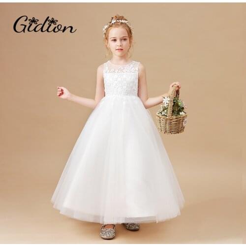 Ball Gown White Flower Girls Dresses For Wedding Girl Dress Party Christmas Dress Children Princess Costume For Kids 12-14T