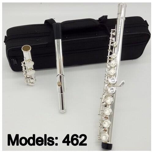 Free Shipping Flute 462 Silver Plated Professional Flute Instrument Intermediate Student Flutes C Leg 16 Holes Closed E Key