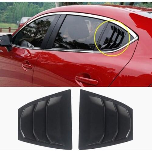 For Mazda 3 Axela 4Dr Sedan 2014 2015 2016 2017 2018 Car Rear Window Side Louvers Vent Trim Car Accessories Matte Black ABS