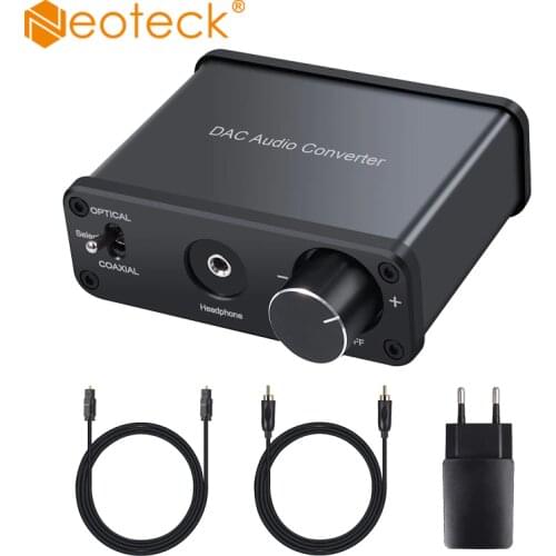 Neoteck Digital to Analog Audio Converter Adapter 192kHz DAC Support Volume Adjustment With Headphone Amplifier EU power Adapter