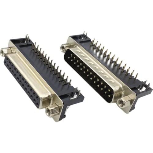 Gold plating D-SUB DB25 Right Angle 25 Pin centronics connector PCB Connector 10pcs/lot
