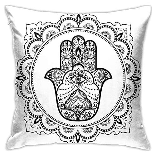Personalized Abraction Mehndi YLE Symbol in Round Manda Oriental Artiic Ethnic an Floral Details Decorative Pillow Cover