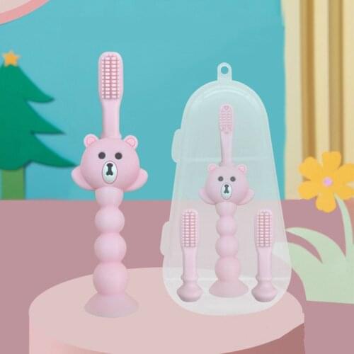 Baby cute bear training silicone toothbrush baby special soft bristles toothbrush children oral care products baby milk toothbru