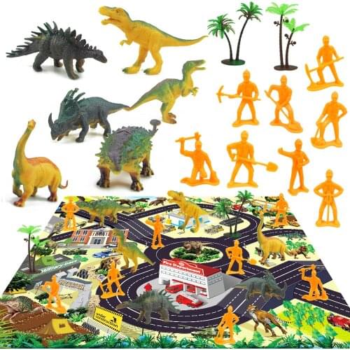 Kids Baby Cartoon Dinosaur World Road Traffic System Playmat Dinosaur City Activity Play Mat Playing Game Carpet Rug Pad Toy