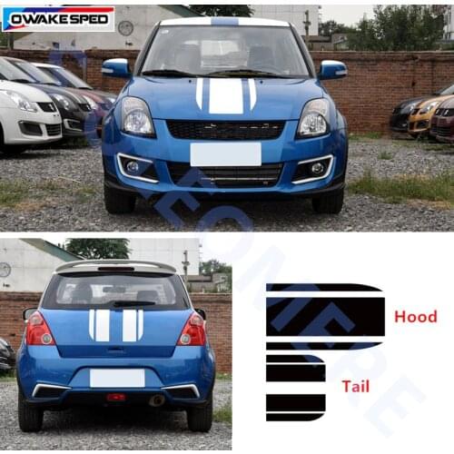 For Suzuki Swift 1 set Car Hoof Tail Vinyl Decal Auto Bonnet Engine Cover Trim Stickers Sport Stripes Exterior Accessories