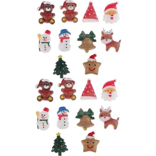 20 Pieces Christmas Resin Flatback Embellishment Cabochon for DIY Handmade Hair Bow Hair Accessories Crafts Making