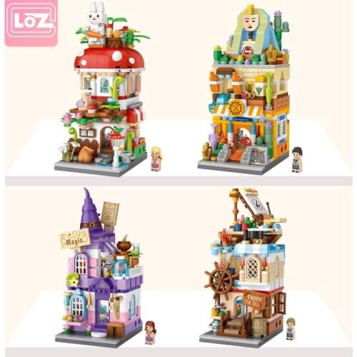 2021 NEW LOZ Mini City Shop Building Blocks Mushroom House Store Juguetes Bloques DIY Figure Bricks Children Xmas Gift Kids Toys