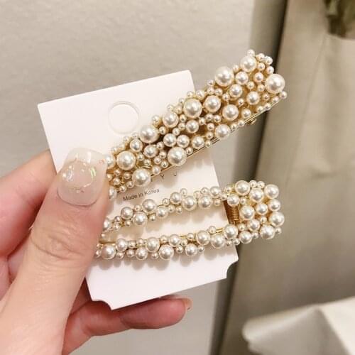Korean Heart Simulated Pearl Hairpins Girl Square Waterdrop Pearls Hairclips Bridal Wedding Barrettes Hair Jewelry Accessories