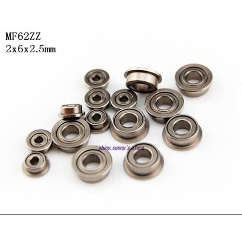 15pcs/Lot MF62ZZ MF62 ZZ 2x6x2.5mm Miniature Flange Bearing Thin Wall Deep Groove Ball Radial Ball Bearing Brand New