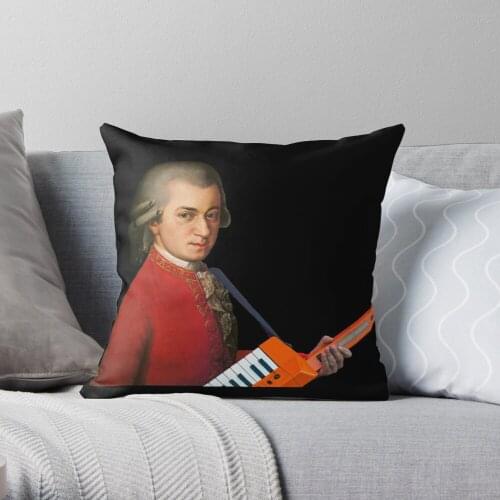 Mozart with a keytar Throw Pillow Cushion Cover Polyester throw pillows case on sofa home living room car seat decor 45x45cm