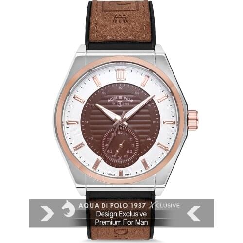 Mens Wristwatch Clock APSV1-A5730-ED661 Dial Color: Brown Dial Shape: Round Case Color: Silver Cord Color: Brown