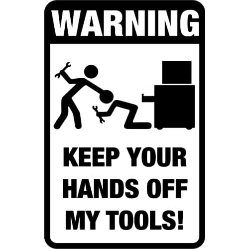 Car Sticker Toolbox Warning Sticker Funny Prank Graphic PVC Car Decoration Sticker Cover Scratch Black/White, 18cm*12cm