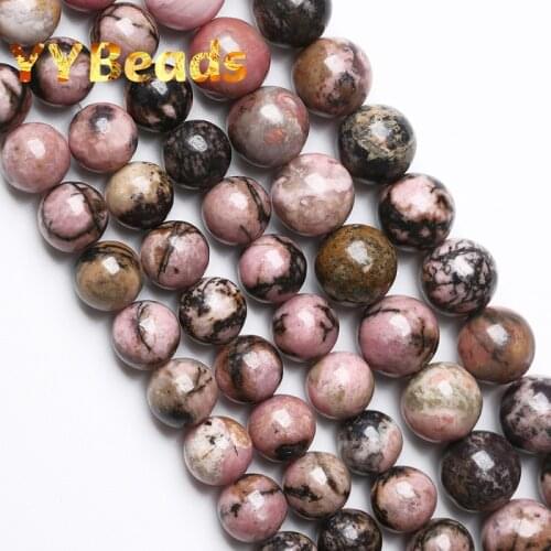 Natural Black Lace Red Rhodonite Stone Beads Round Loose Charm Beads For Jewelry Making Women Bracelets Ear Studs 4 6 8 10 12mm
