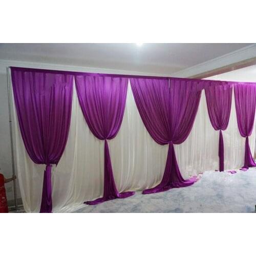 New Fashion 10ft*20ft wedding stage curtain purple Wedding Backdrop with Beatiful Purple Swag Wedding drape and curtain