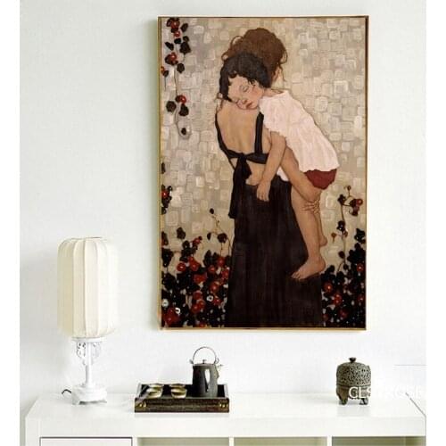 Mom Lovely Child Maternal Love Sleep Nordic Modern Style Posters Art Canvas Pictures For Living Room Decor Painting Unframed
