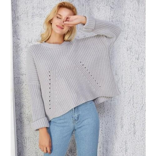 Poncho Sale New Jumper 2019 Pullover Knitting Unlined Upper Garment Round Neck Sweater Bat Sleeve Back Hollow Out Solid Color
