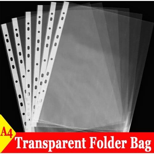 A4 80 Mic Transparent Folder Bag 11 Hole Loose-Leaf Insert Bag Quick Work Folder Plastic Film Waterproof Dustproof File Cover