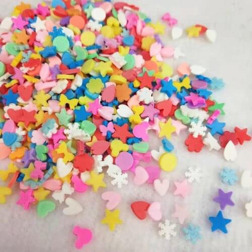 20g/lot Mix Models Polymer Clay Colorful Heart Star Snowflake Flower for DIY Card Making Tiny Cute plastic klei Mud Particles