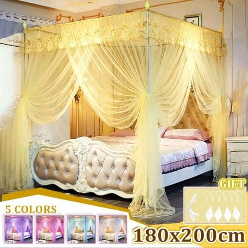 Luxury Mosquito Netting Four Corner Canopy Mosquito Net For Double Bed Mosquito Repellent Tent Insect Reject Canopy Bed Curtain