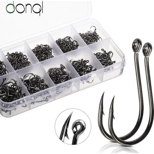 DONQL 200-700pcs Fishing Hooks Barbed Single Circle Fishhook 3#-12# High Carbon Steel Carp Fly Fishing Hook Sea Accessories